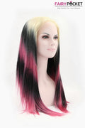 Blonde Black Ombre Pink Wavy Lace Front Wig