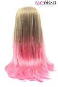 Brown to Pink Ombre Straight Lace Front Wig