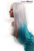 Grey to Mint Green Ombre Wavy Lace Front Wig