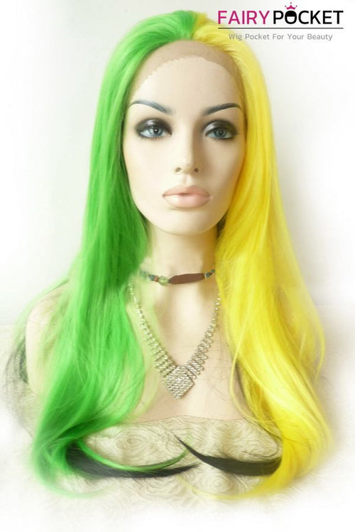 Green and Blonde Straight Lace Front Wig