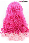 Red to Light Pink Ombre Curly Lace Front Wig