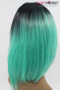 Black to Green Ombre Short Bob Lace Front Wig