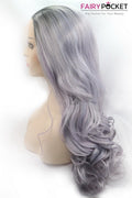 Nature Black to Grey Long Ombre Wavy Lace Front Wig