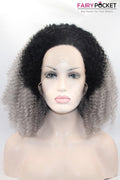 Black to Grey Ombre Curly Lace Front Wig