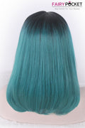 Nature Black to Bluegreen Medium Straight Lace Front Wig